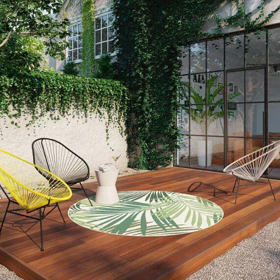 Tapis floral plat intérieur et extérieur design Jördis